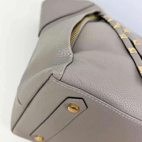 NWT LODIS Camilla Tote Shoulder Bag Ash Grey Taupe Leather Studded Zip Tassels - Picture 12 of 16